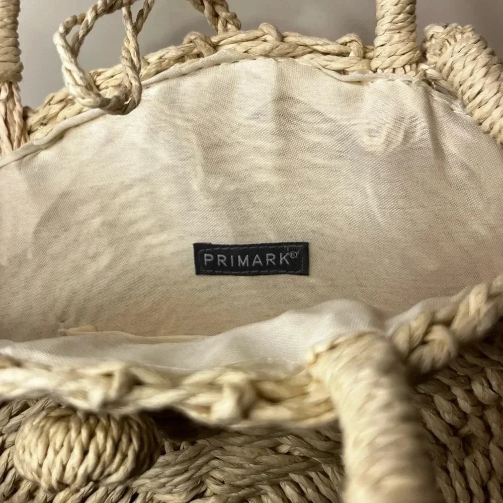 Beachy Boho Natural Woven Round Straw Satchel Crossbody Bag